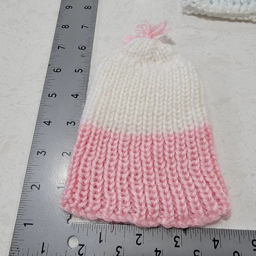 Hand Knit Baby Infant Hats‎ Lot Of 3